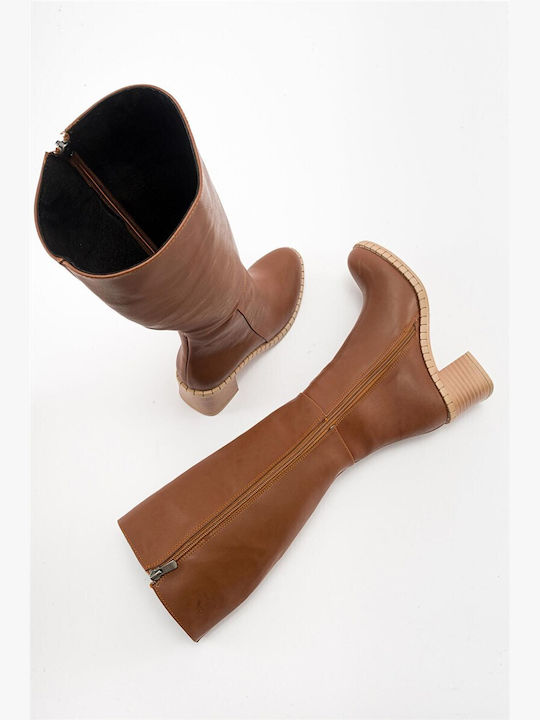 Synthetic Leather Women's Boots Brown