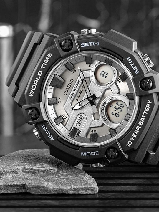 Casio Analog/Digital Men's Watch 52mm Battery With Black Rubber Strap