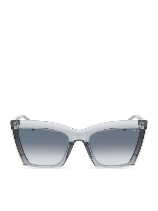 Police Women's Sunglasses with Gray Plastic Frame and Blue Lens SPLP44 098Z