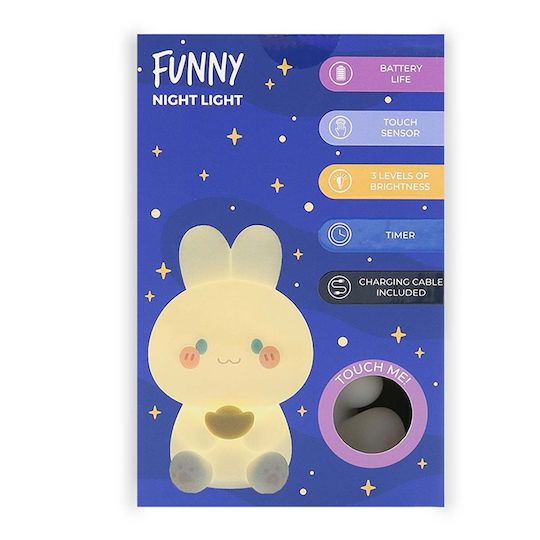 Wondee Belyo Funny Rabbit Night Light Kids Integrated Timer Touch Control White