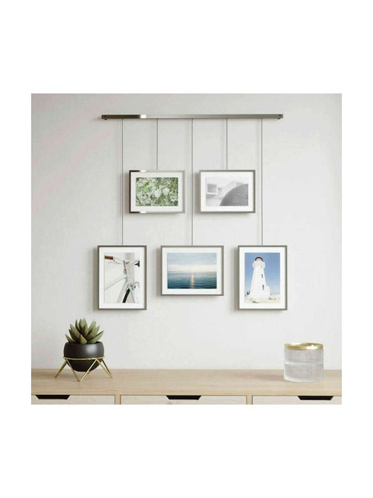 Umbra Multi Wall-Mounted Picture Frame 5 Photos Metallic With Silver Frame 5 Pieces
