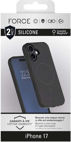 Force Case Силиконов Калъф за Iphone 17 Съвместим с Magsafe Удароустойчив 2м Черен