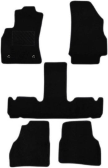 Autopataki Set of Front and Rear Mats 5pcs for Fiat Doblo 2009+ Black