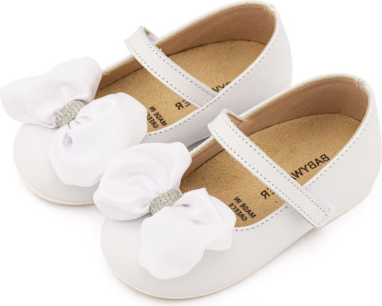 Babywalker Βαπτιστικές Υφασμάτινες Μπαλαρίνες Λευκές