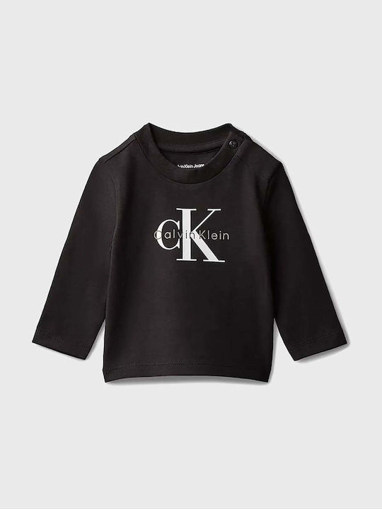 Kinderhemd Langarm Schwarz Monogram