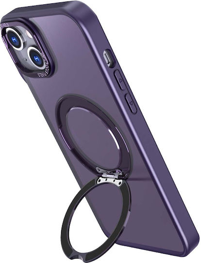 Jaym Magsafe Hülle Für iPhone 16 Plus Drehbarer Ring Stand Lila