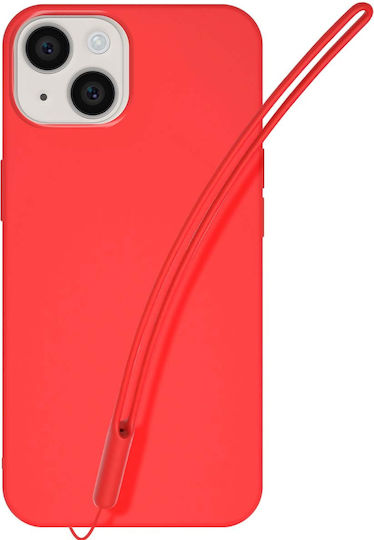 Jaym Силиконов Калъф За iPhone 14 С Каишка За Ръка Червен