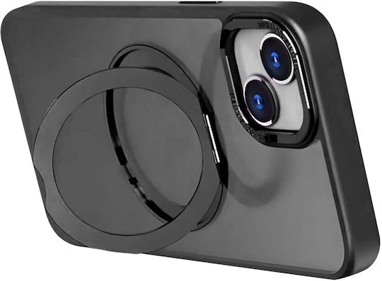 Jaym Magsafe Handyhülle iPhone 16 Plus Drehbarer Ring Stand Schwarz