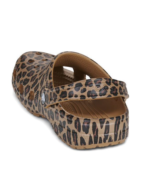 Crocs Classic Γυναικεία Σαμπό Καφέ