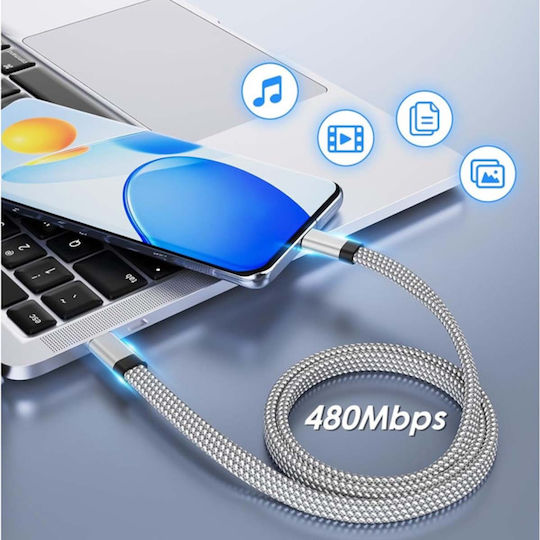 Jaym 3a Ladekabel Synchronisierung Usb-c Zu Lightning Pd 3.0 27w 1.5m Magnetisches Graues