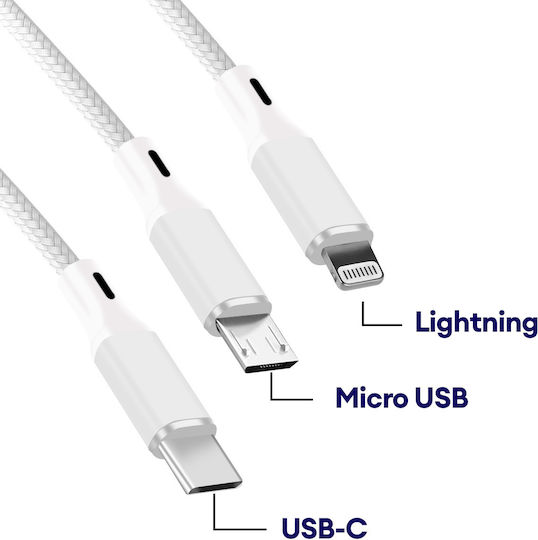 Yello Koko 5-in-1 Andy Xxl USB A C Micro-USB USB C Lightning Kabel 1m Astro Weiß