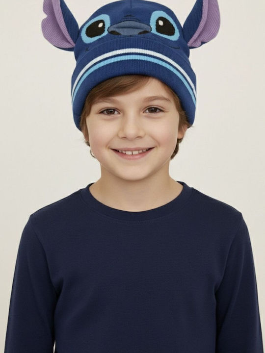 Stitch Kinder Mütze Set Gestrickt Blau 3Stück