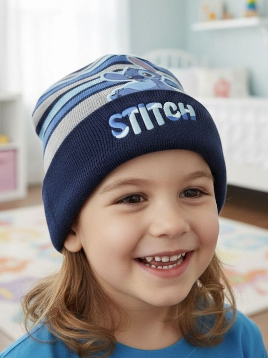 Stitch Kinder Mütze Gestrickt Blau