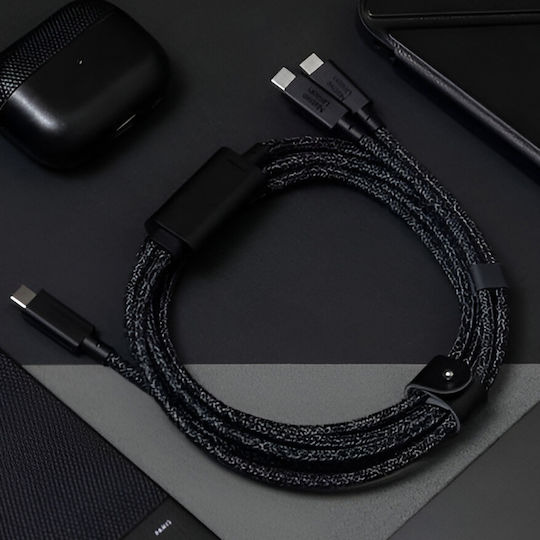 Native Union Usb-c To 2 Usb-c Cable 140w Charging 480mbps Synchronization Belt Model 2m Black