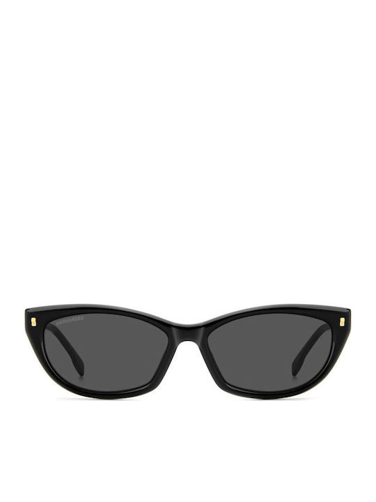 Dsquared2 Unisex Sunglasses with Black Horn-Rimmed Frame and Black Lens D2 0209 G S 807 IR