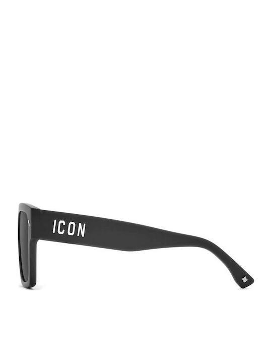 Dsquared2 Unisex Sunglasses with Black Horn-Rimmed Frame and Black Lens
