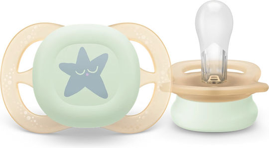 Philips Ultra Start Orthodontic Pacifiers Silicone Night with Case Little Star-Little Moon for 0-2 months 2pcs