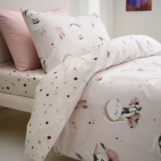 Vesta Home Ballarina Σετ Παιδική Παπλωματοθήκη Μονή με Μαξιλαροθήκη Βαμβακερή Πολύχρωμη 170x240εκ.