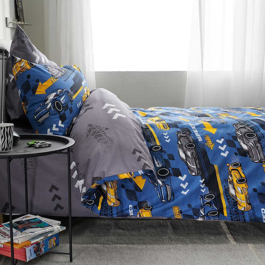 Vesta Home Set Kids Duvet Cover Single with Pillowcase Cotton Blue 170x240cm