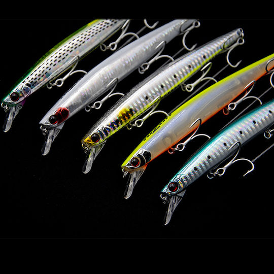 Rizor Jerky Minnow 140s 24g – Τεχνητό Minnow 14cm Τρεις Σαλαγκιές St-46 No4 Μακρινές Ρίψεις Ρεαλιστική Πλεύση #07 Flash Yellow