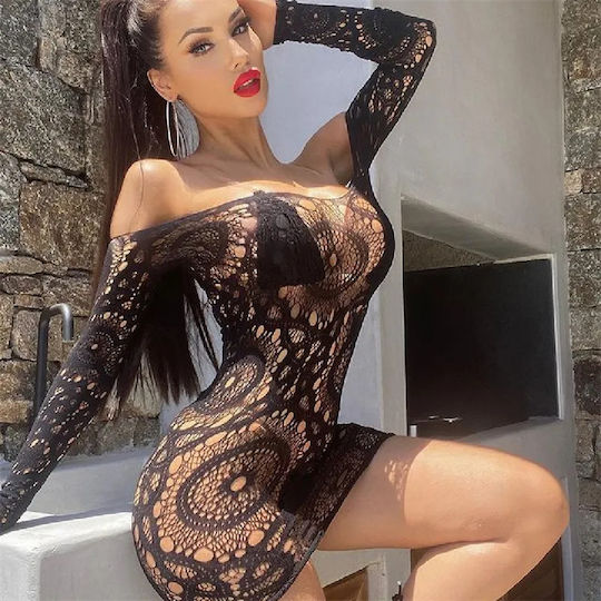 Sexy Strapless Long Sleeve Sexy Dress Black Os