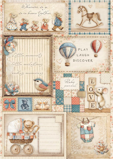 Set 6 Hârtie de Orez Decupaj Stamperia 21x29cm A4 Family