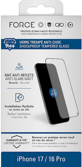 Force Glass Tempered Glass Iphone 17 16 Pro Matte Anti-glare 2.5d Grs Certified Sienna