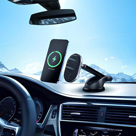 Force Power Magsafe Car Mount 15w Wireless Charging Strong Adjustable Arm Black