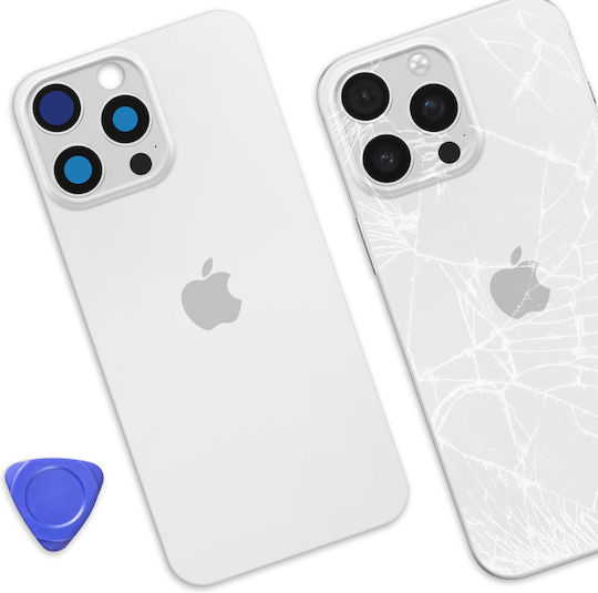 Avizar Replacement Back Cover Iphone 16 Pro Max Integrated Adhesive White