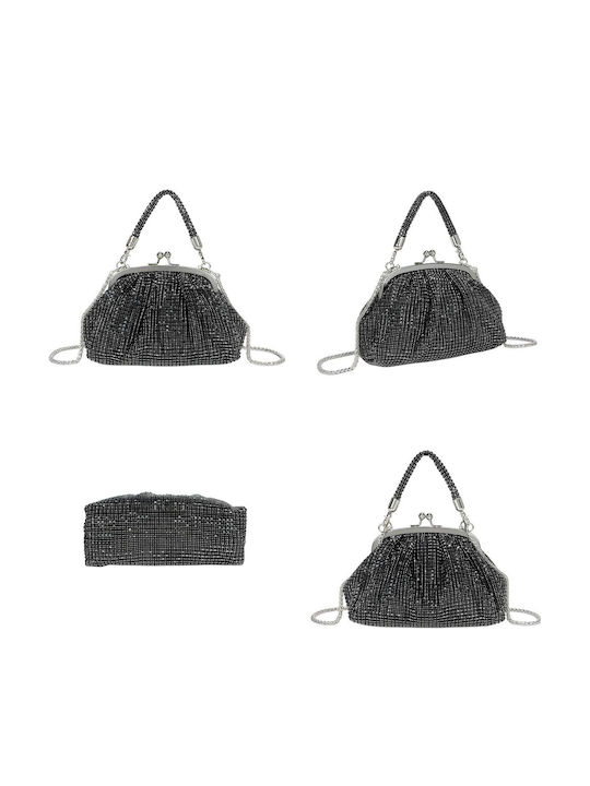 Gallantry Damen Retro Perlen Abend Clutch Tasche Schnappverschluss Schwarze