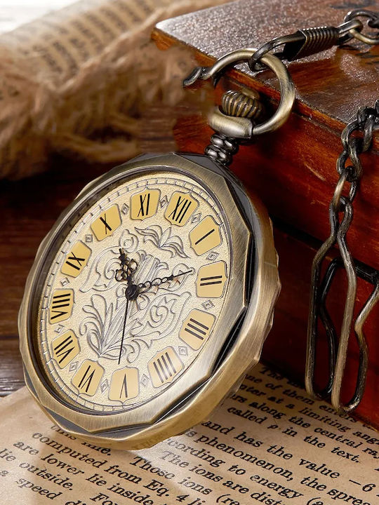 Ανδρικό Ρολόι 48mm Τσέπης Μπαταρίας Ασημί