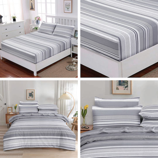 Casa Colori Duvet Cover Cotton Double 200x240 Stripes