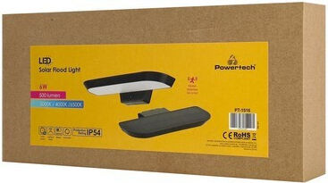 Powertech Solar Light 6W 500lm Warm White 3000K with Motion Sensor and Photocell IP54 28.2x12.94x4.33cm
