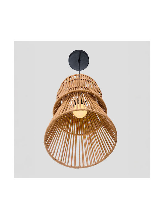 InTheBox Cleo Κρεμαστό Φωτιστικό Καφέ με Σχοινί 26.5x38.5εκ.