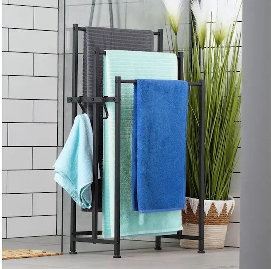 Vilde Triple Wall-Mounted Bathroom Rail 45x25cm Black Vilde Triple Wall-Mounted Bathroom Rail 45x25cm Black