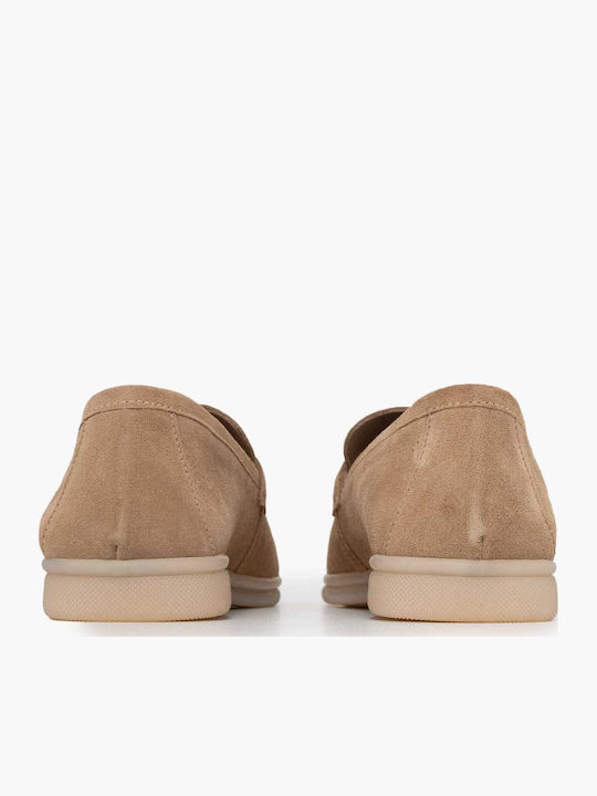 Δερμάτινα Γυναικεία Loafers σε Μπεζ Χρώμα