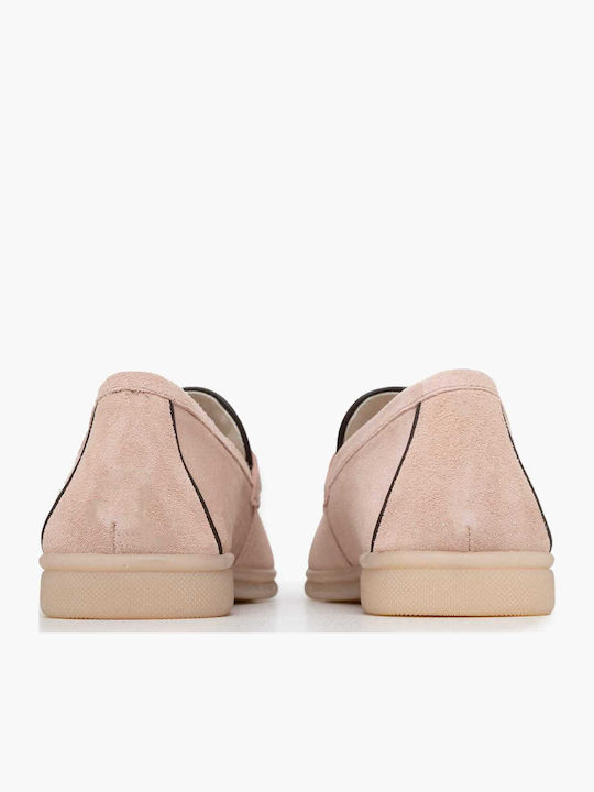 Δερμάτινα Γυναικεία Loafers σε Ροζ Χρώμα