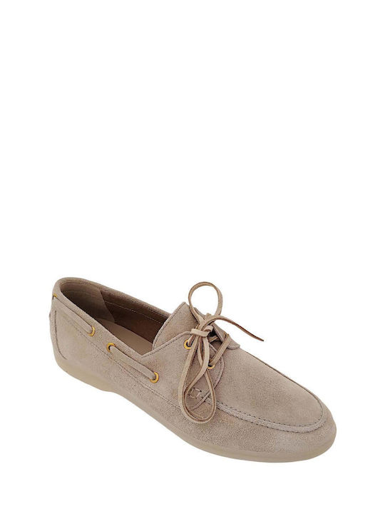Δερμάτινα Γυναικεία Loafers σε Μπεζ Χρώμα