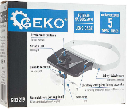 Geko Μεγεθυντικός Φακός Χειρός με Φως