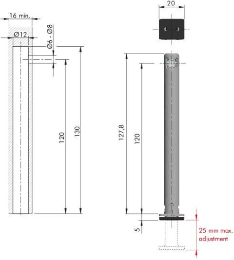 Regulator Hönelös Italiana Ferramenta Record Tech Φ12mm Bankausführung Silber 100mm