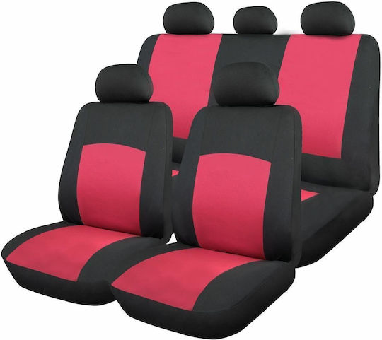 Huse Scaune Auto 9 Piese Universal Culoare Roșu-negru