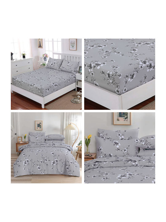 Casa Colori Παπλωματοθήκη Βαμβακερή Μονή 160x240 Blossom Grey Blossom Floral