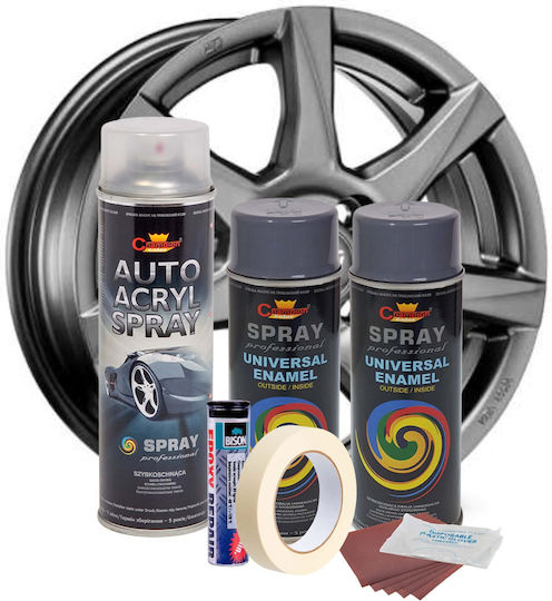 Complete Wheel Repair Painting Kit In Dark Grey Color V2
