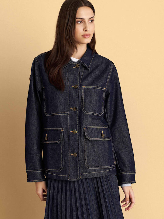 Langärmelig Damen Denim Hemd Blue