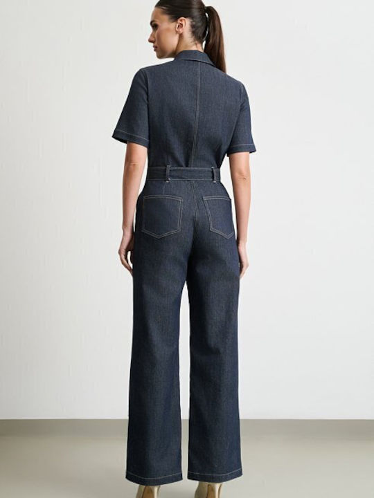 Women's Denim One-piece Suit Dark Blue