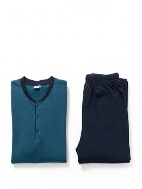 Soccus Men's Winter Pajamas Set Petrol Blue