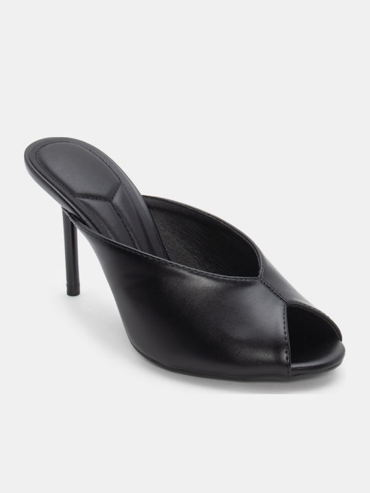 Mules mit Dünn Hoch Absatz in Schwarz Farbe