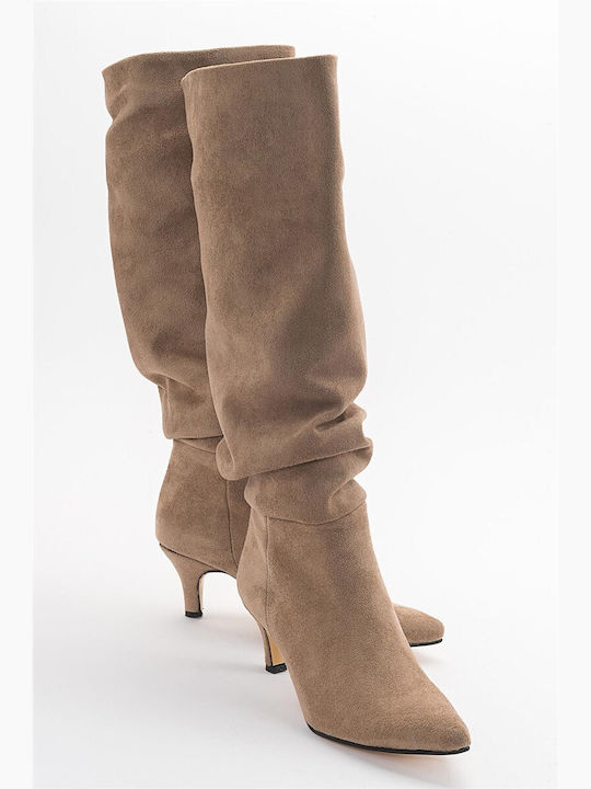 Wildleder Damenstiefel Beige