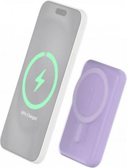 BigBen Connected MagSafe Power Bank 5000mAh 10W with USB-A Port and USB-C Port Purple