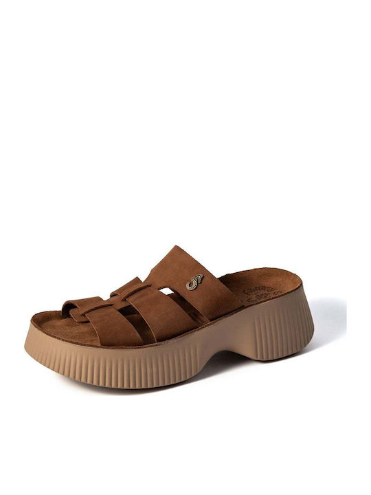 Leather Women's Flat Sandals CACAO